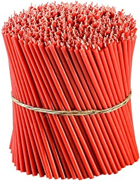 Danilovo Ritual Bienenwachs Kerzen (Rot) - Orthodoxe Kerzen für Gebet Tischdeko Hochzeit - Ungiftig, Ruß - Tropffrei, Lang, Nachhaltige Produkte, N140, Höhe: 16 cm, Ø 5 mm (100 stück)