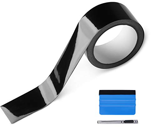 NewL Autofolie Schwarz Glänzend, Hochglanz-Vinyl-Folien-Set für verdunkelte Fensterverkleidung, Türverkleidung, 5CM x 9M
