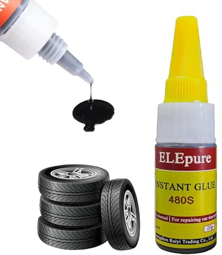 Colle Pneu Voiture | Colle Caoutchouc Vulcanisante pour Meche & Rustine | Réparation Rapide Pneus Auto, Moto, Camion, Vélo (20g)