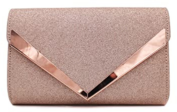 Women's V Shape Envelope Style Clutch Evening Bag For Wedding Bridal Prom Party