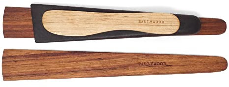 Earlywood 4-piece Wooden Kitchen Utensil Set- Multipurpose Set with Two Thin Wood Spatulas, a Wooden Cast Iron Scraper Tool & Butter/Cheese Spreader- Made in USA (Jatoba, Mexican Ebony, Hard Maple)