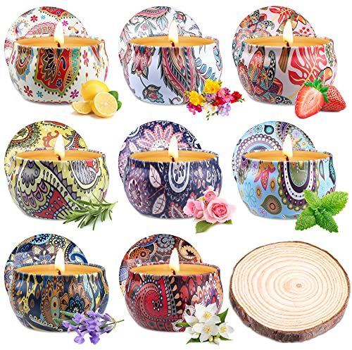 Duftkerzen Geschenkset für Frauen, KEARLGMBH 8 Pack Aromatherapie Kerzenset zum Stressabbau, Natürliches Sojawachs Damen Deko Duftkerze für Weihnachten, Geburtstag, Valentinstag, Xmas