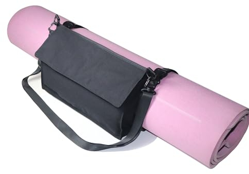 CAMSTIC Yogamatte Tragegurt Schultertasche mit großem Fach Reißverschlusstasche schwarz