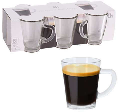 SET DI 6 TAZZINE DA CAFFÈ IN VETRO DA 70 ML