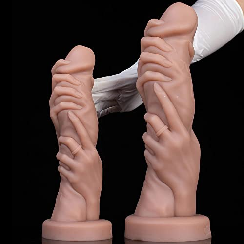 Jixaxe Realistischer Dildo für Sie Flüssiges Silikon Realistische Hand Greifen Penis Dildo mit Starkem Saugnapf Analdildo Butt Plug G-Punkt Stimulation Erotik Sexspielzeug für Frauen Männer (M)