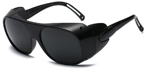 Occhiali di sicurezza per saldatura, antigraffio, protezione UV, occhiali per saldatura, taglio e saldatura TIG (grigio scuro)