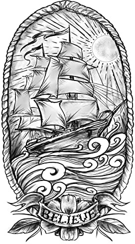 Temporäre tattoos Schiff - 1 Blatt von Fake tattoos | Schiff Tätowierung | Schwarz | Schiff Klebetattoos, Herren, Damen - TATTOO YOUR STYLE