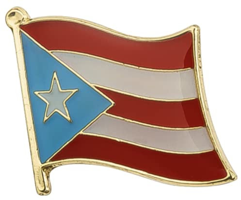 Puerto Rico Flag Lapel Pin – 1.9 x 1.6 cm Enamel Badge – Boricua Pride Brooch – Gold Trim Finish – Red, White & Blue Flag Accessory