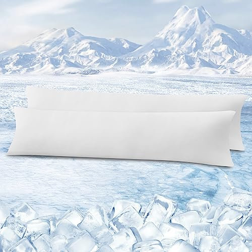 Laneetal 2er Set kühlender Kissenbezug 40x145 cm, Kopfkissenbezug mit Arc-Chill Kühlfasern, atmungsaktive weiche Kissenhülle, Haar- und hautschonend, Weiß