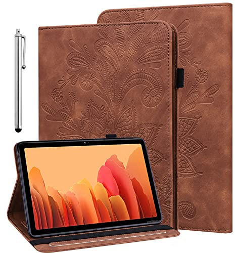 BOLELAW Hülle für Amazon Kindle Fire HD 8 & 8 Plus Tablet (12/10th Gen, 2022/2020) 8 Zoll mit Stift und Stifthalter, Kartenschlitz Standfunktion Flip Fashion Tablet Hülle, Braun