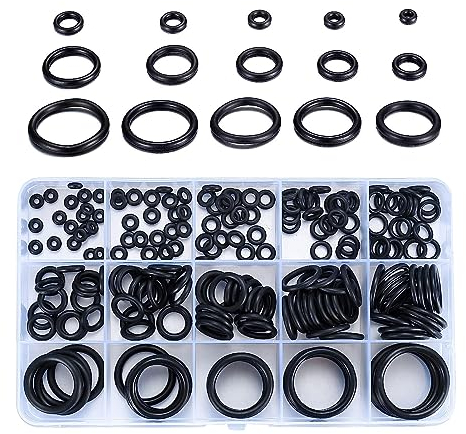 HUAZIZ 350 Stücke 15 Größen Schwarzes O-Ringe Sortimentskit, Metrische Dichtungsringe O-Ringe aus Nitrilkautschuk, für Sanitär-Unterlegscheiben und Auto-Schnellreparatur