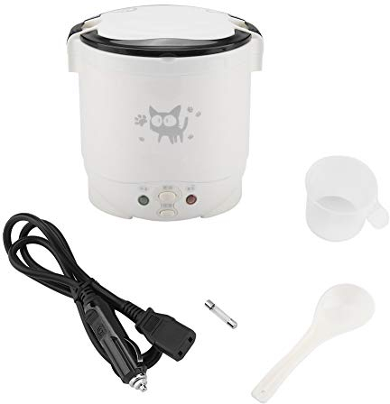 Cuiseur à Riz électrique, 100 W 1 L, Cuiseur à Riz Multifonctionnel Portable, Cuiseur à Vapeur électrique Pour Voitures(blanc)