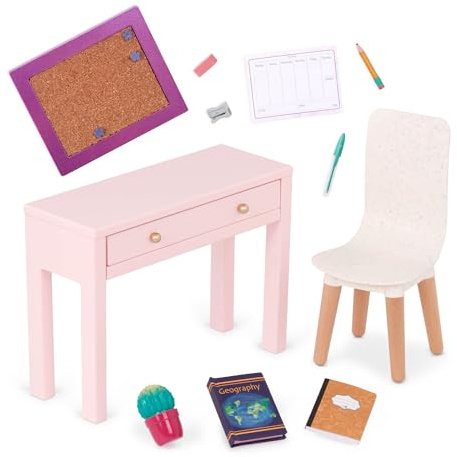 Our Generation - Set da ufficio OG Working Wonder - Mobili per la casa delle bambole - Set di scrivania e sedia per la casa - Accessori per bambole da 46 cm - Giocattolo per bambini dai 3 anni in su