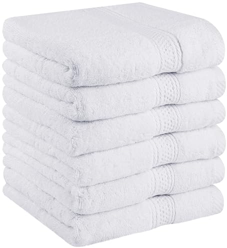 Utopia Towels - 6er Pack Frottee handtücher 50x100 cm mit Aufhängeschlaufe, mittelgroße Handtücher 100% Baumwolle weich und saugfähig Handtücher Set (Weiß)