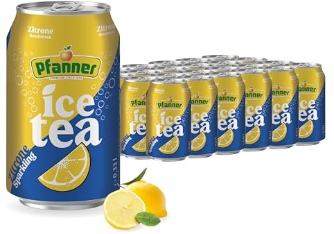 Pfanner Eistee Lemon - Sparkling Dose im Vorratspack – Kohlensäurehaltiger IceTea mit Zitronengeschmack - (24 x 0,33 l)
