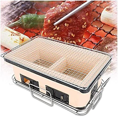 asdchZen Griglia A Carbone Giapponese Yakiniku Yakitori da Tavolo, Fornello Tradizionale per Barbecue in Terracotta con Griglia in Rete Metallica per Cucinare All'Aperto nel Cortile