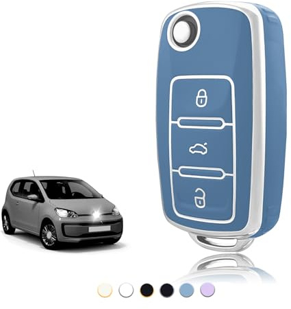 TOOMUME Schlüsselhülle TPU, Autoschlüssel Hülle Passt für VW Volkswagen Golf 4/5/6 Polo Up Jetta Caddy Beetle Multivan T5 Seat Ibiza Leon Skoda Fabia, Schlüsselcover Schutz Schlüsselgehäuse - Flip Key