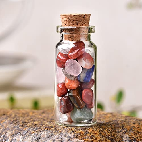NWPNLXEA Home Collections 1PC Natural Crystal Glass Wishing Bottle Home Decor Stone Natural Polished Stones Lucky Drifting Bottle Birthday Gift (Color : Colour Crystal, Size : 30x22mm)