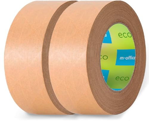 m-office Ruban Adhésif Papier Kraft, Ruban Adhésif pour Emballage de Cartons, Envois, Déménagements et Loisirs Créatifs, Ruban Papier Emballage, Scotch Brun Papier Kraft (2 unité, 50mmx50m)