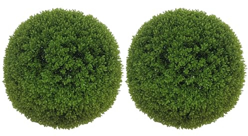 HOMCOM Lot de 2 Boules de buis artificielles de 40 cm, Protection UV, décoration pour la Maison, Le Jardin, la fête de Mariage, la décoration de la Maison, Vert foncé