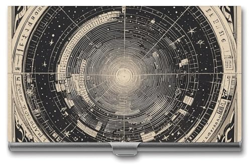 LFDSPYJE Visitenkartenhalter Vintage Astronomische Illustrationen Visitenkartenetui für Männer Frauen Metall Slim Namenskartenhalter Dünn Visitenkarten Organizer Tasche Kartenhalter