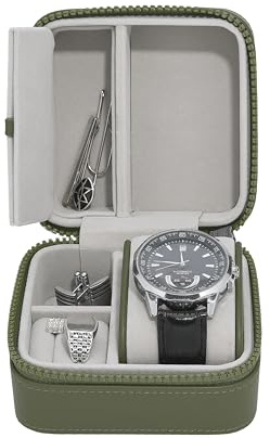 Stackers Green Canvas Watch & Jewellery Box
