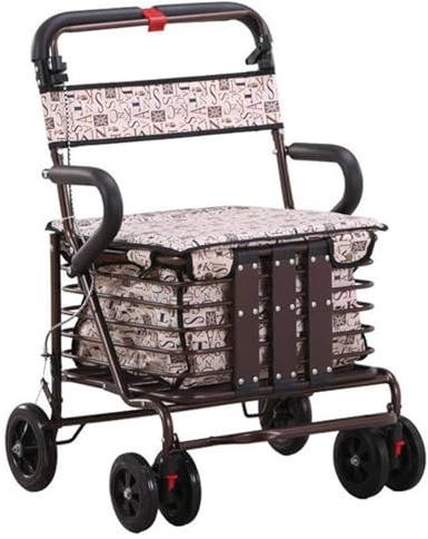 Gehhilfe Rolator 2 In 1 Rollator Und Rollstuhl Mit Sitz Sechs-Rad-Rollator Erwachsene Laufhilfe Robust Leicht Und Faltbar Rollwagen Mit Einkaufskorb Warenkorb Geländerollator Gehunterstützung
