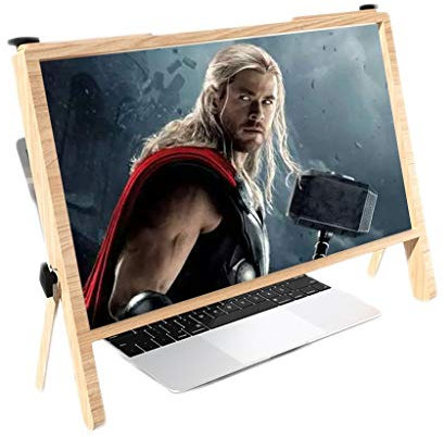 KITCISSL Desktop Screen Magnifying Glass 21 Inch Computer Screen Enlarger Amplifier for Laptop, Laptop Screen Magnifier 3D Ultra-clear Expansion Bracket Projector Screen Stand(Brown)