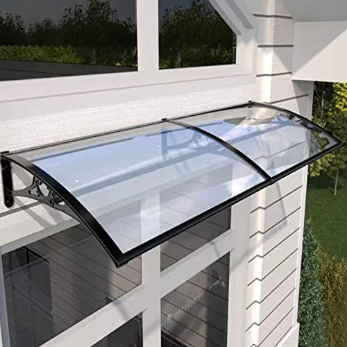 Auvent d'extérieur avec protection UV en polycarbonate incurvé - Support en aluminium - Pour porte d'entrée, fenêtre, balcon, cour, porche, protection contre la pluie et la neige