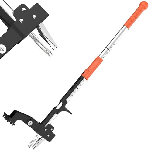 POOSIDE Estrattore di erbacce, estrattore di erbacce da giardinaggio con manico ergonomico lungo 99,8 cm e 4 artigli in acciaio inossidabile ad alta resistenza, rimuove facilmente le erbacce senza