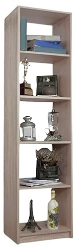 KUBUTKU Bücherregal Aktenregal Standregal Universeller Offenes Regal für Büro und Zuhause mit 5 Fächer Höhe 182 cm, Tiefe 30 cm (Sonoma, Breite 40 cm)