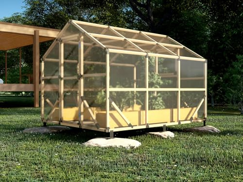 ECO Holz Gewächshaus Garten Treibhaus Tomatenhaus Holzhaus Pflanzhaus (Braun, 3 x 2.6 m)