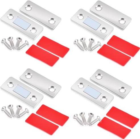 4 Pack Magnetic Door Catch, Ultra Thin Cupboard Magnets Self Adhesive Door Magnets for Cabinets, Magnetic Furniture Closer Drawer Magnet Closure for Wardrobes