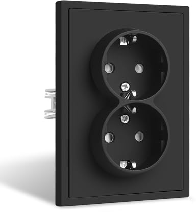 CNBINGO Doppelsteckdose Unterputz,Matt Schwarz Doppel Steckdose 16A 250 V