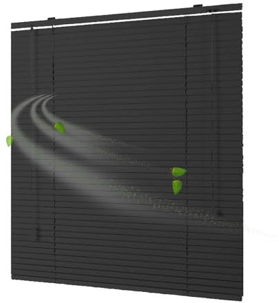 Persianas Venecianas Aluminio, Persiana Veneciana para Interior Ventana, 25mm Lamas Estor Horizontales 20 35 45 54 66 80 100 120 135 155 180 200cm Cortinas Opacas Impermeable(Black)