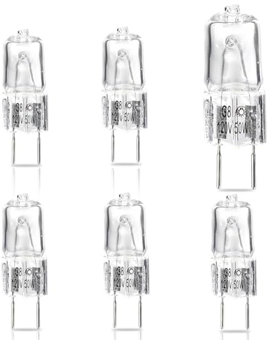 6 Pcs 6912A40002J Microwave Lamp Halogen Light Bulb, Microwave Oven Halogen Lamp Light Bulb 120v 50w g8 Replacement Part Fits for LG, for Kenmore 83543 LMV2031BD LMV2031SB, Replace 2025028 AH3610037