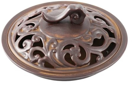 Klassisch Großer Weihrauchbrenner for den Innenbereich mit Griff, Heim-Keramik-Weihrauchhalter, dekoratives Ornament Dekor(Bruin)