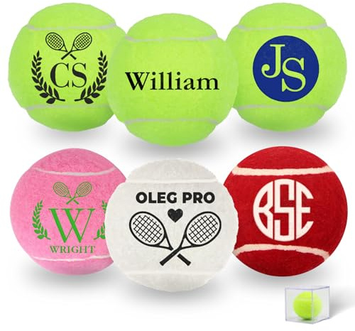 UIDMEN Palla da tennis personalizzata, regali per gli amanti del tennis, nome personalizzato, palline da gioco per animali domestici, palline da allenamento e pratica per principianti, giocatori