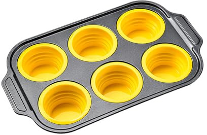 YPREWY Vassoio pieghevole per muffin in silicone antiaderente e facile da usare, strumento per cuocere il pane per cucinare a casa e teglia professionale per muffin facile da decomporre