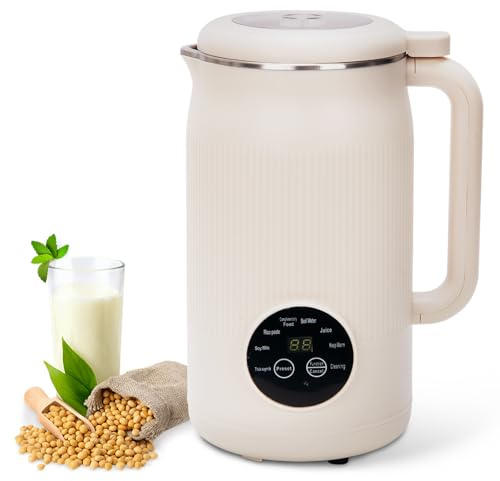 HENYEER Macchina per latte di soia da 1200 ml,macchina per latte di noci con 8 modalità,spremiagrumi automatico,macchina per latte di soia con funzione di pulizia/avvio ritardato/mantenimento in caldo