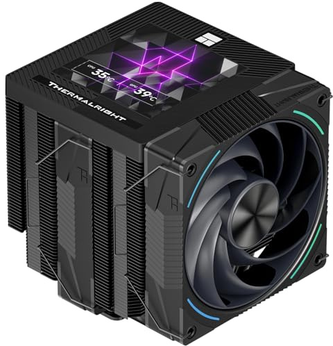 Thermalright Phantom Spirit 120 Vision EVO CPU Cooler, PC Heatsink Cooler 7 Heat Pipes, 3.95’’ Magnetic Display Screen with 480x480 Resolution,for AM4/AM5 and Intel LGA1700/1851/115x