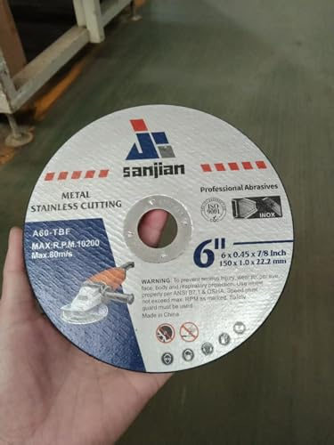 SANJIAN 6” Cut Off Wheels for Metal 25 PCS 6 x .045 x 7/8 Inch Cutting Wheels for Angle Grinder, Aluminum Oxide Stainless Steel Cutting Discs 6 in Thin