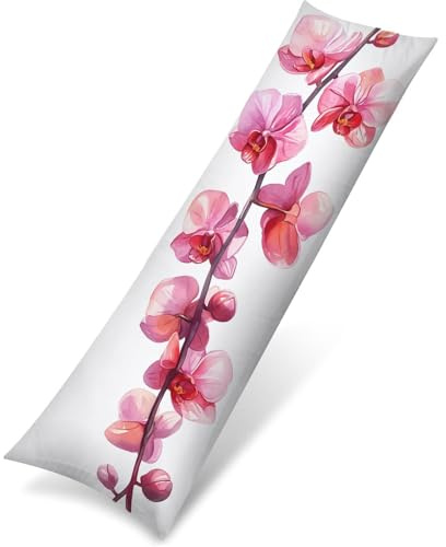 Rosa Cuscino per Dormire Laterale 60x180 Cuscino Lungo per Dormire Lateralmente, Cuscini per il Collo, per Gravidanza e Sostenere la Maternità, Migliorare Qualità Del Sonno,Federe Cuscini Fiori Q-1488