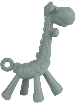 İDOBY Beißspielzeug, Zahnungshilfe, Beißring aus Silikon BPA-frei, wundes Zahnfleisch zu stimulieren und zu massieren,ab 3 Monaten (GRÜN, Giraffe)