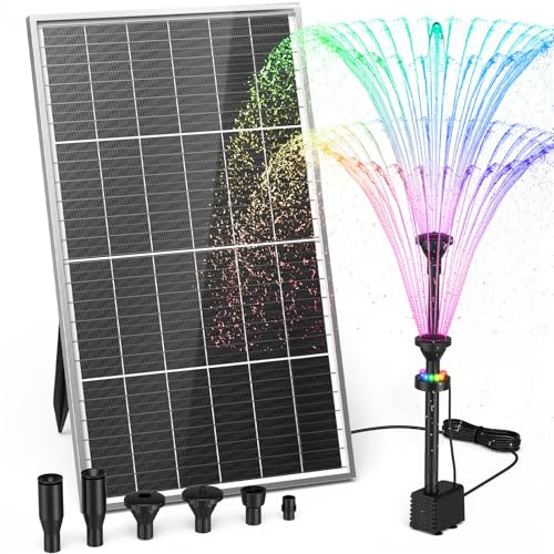 AMZtime 20W Aufgerüsteter Solar Springbrunnen für Außen mit 4000mAh Akku