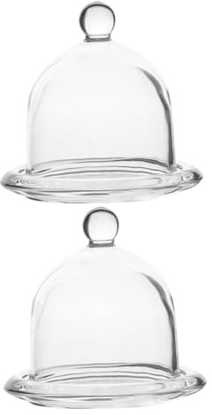 WATIIFUFU Alzata per Torta in Vetro con Coperchio a Cupola Trasparente, Supporto per Cupcake e Dessert con Base Stabile, Set da 2 Pezzi per Presentazioni e Conservazione Dolci a Casa