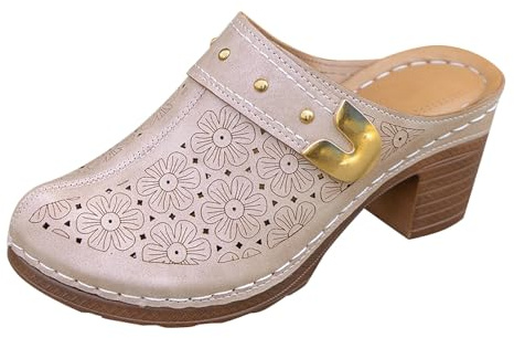 Sandaler damer med klack, höga klackar damer sandaletter plattform pantoletter läder klackskor fram stängda kilsandaler lätta platåpumps slip-on sportsandaler eleganta sommarskor