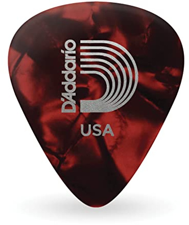 D'Addario Plektrum - Plektren Gitarre - Pearl Celluloid Guitar Picks - Gitarren Plektrum - 1CRP6-100 - Red, Heavy - 100-Stück