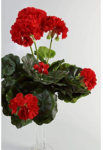 artplants.de Künstliche Geranie MIA auf Steckstab, rot, 35cm, Ø 30cm - Kunstgeranien - Kunstblumen