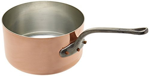 Pentole Agnelli ALCU105G24 Casseruola Alta di Rame con 1 Manico in ottone fuso, Rame Liscio Stagnato a Mano , 24 cm